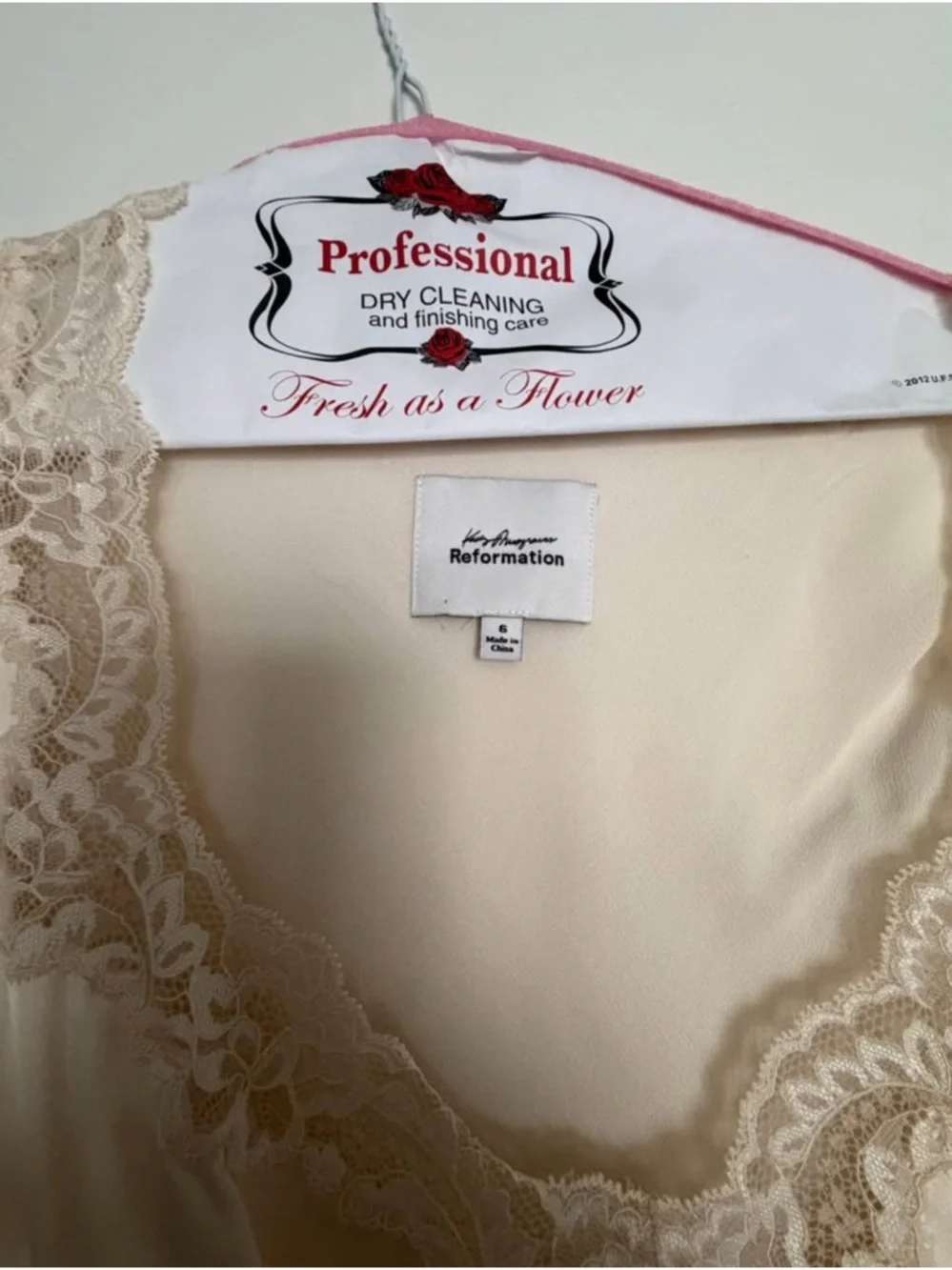 Reformation x Kacey Musgraves Stella Lace Trim Silk Midi Dress - Picture 2 of 3